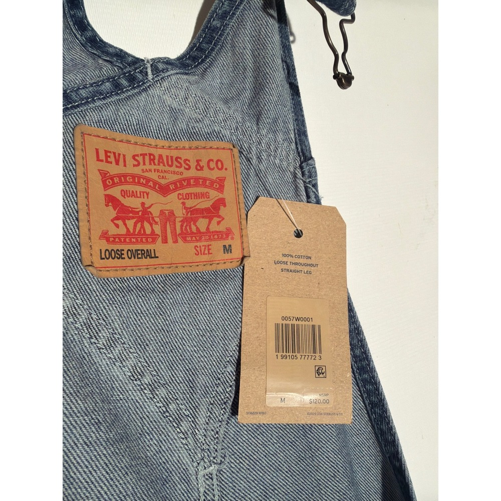 Levi's SilverTab Denim Overalls 34x30 Medium Wash Carpenter Workwear - Picture 4 of 6